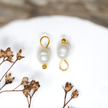 Gold Plated Freshwater Pearl Polished 4-6mm Rice Charm