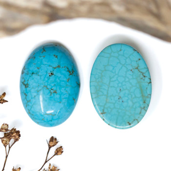 Synthetic Turquoise Howlite Polished 18x25mm Oval Cabochon
