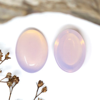 Manmade Pink Opal Polished 15x20mm Oval Cabochon