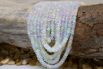Ethiopian Opal Polished 4-6mm White Faceted Rondelle - Graduated