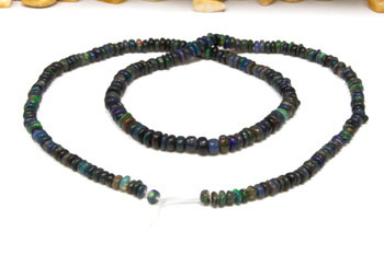 Ethiopian Opal Polished 1x3-4mm Black Smooth Rondelle