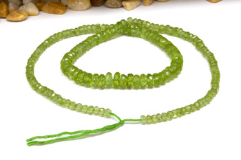 Peridot Polished 4-6mm Faceted Rondelle - Graduated