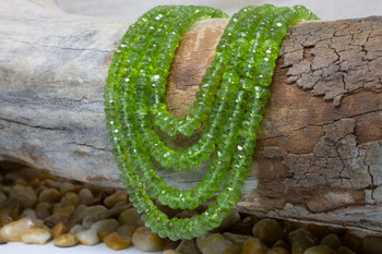 Peridot Polished 4-6mm Faceted Rondelle - Graduated