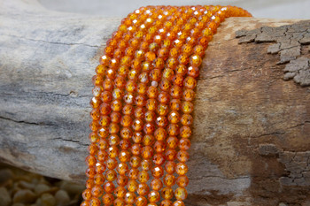 Zircon CZ A Grade Polished Orange 4mm Faceted Round