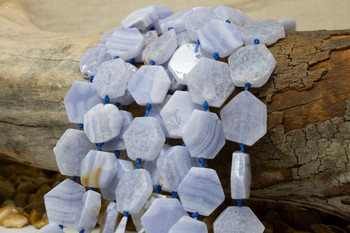 Blue Lace Agate Polished 15-18mm Hexagon