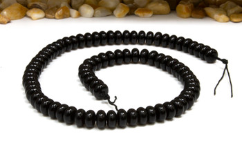 Jade Polished 5x8mm Black Smooth Rondelle