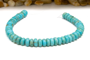 Kingman Turquoise Polished 8mm Rondelle - 9" Strand