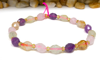 Rose Quartz, Prehnite, Citrine, Amethyst Polished 9x6mm Faceted Oval Rice