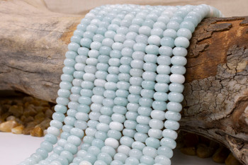 Jade Polished 5x8mm Dyed Light Aqua Rondelle