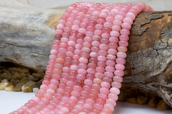 Jade Polished 5x8mm Dyed Rose Pink Rondelle
