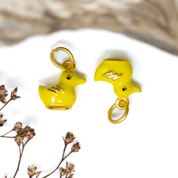 Gold Plated Enamel 13mm Yellow Duck Charm