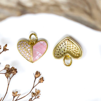 Gold Plated Polished 14mm CZ Shell Heart Charm