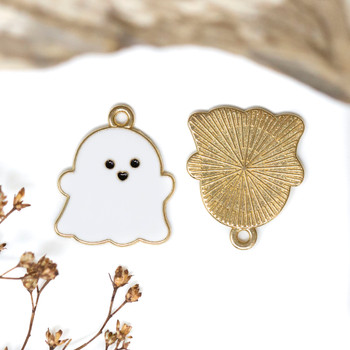 Gold Plated Alloy 21x18mm White Ghost Charm