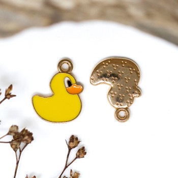 Gold Plated Enamel 15x12mm Yellow Duck Charm