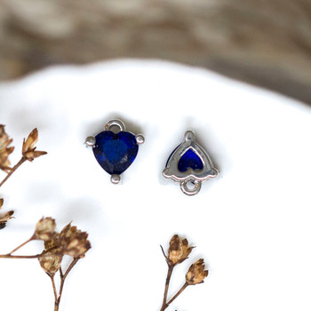 Silver Plated 6.5mm Dark Blue CZ Heart Charm