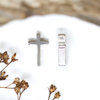 Silver Plated 8x13mm Top Hole Cross Bead