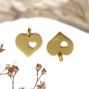 Gold Plated Stainless Steel 12mm Heart Cut Out Charm