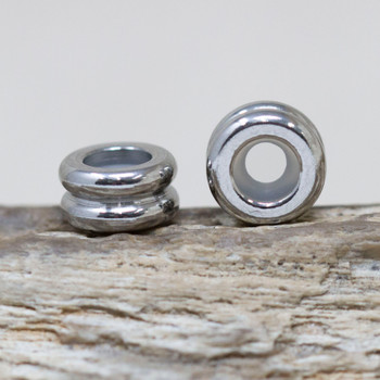 Stainless Steel 9x5mm Silicone Suction Bead - 3mm Hole
