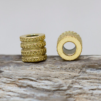 Gold Plated Stainless Steel 8mm Textured 4 Groove Bead - 4mm Hole