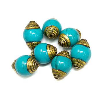 Magnesite 10x14mm Polished with Gold Tibetan Cap