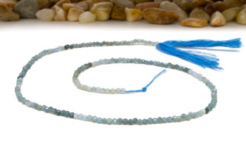 Aquamarine Banded Polished 2mm Faceted Round