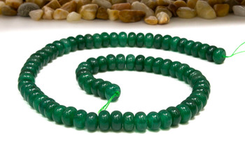 Jade Polished 5x8mm Smooth Rondelle - Dyed Emerald Green