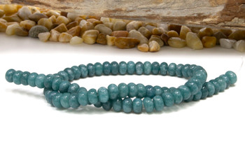 Jade Polished 5x8mm Smooth Rondelle - Dyed Eucalyptus