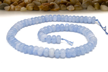 Jade Polished 5x8mm Smooth Rondelle - Dyed Light Baby Blue