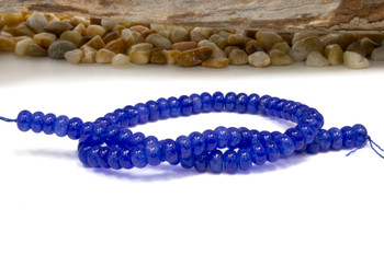 Jade Polished 5x8mm Smooth Rondelle - Dyed Sapphire Blue