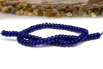 Jade Polished 5x8mm Smooth Rondelle - Dyed Dark Blue