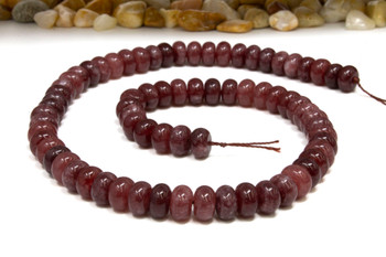 Jade Polished 5x8mm Smooth Rondelle - Dyed Plum