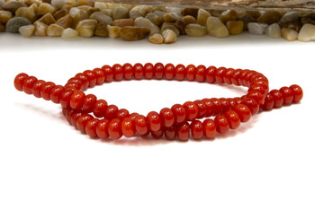 Jade Polished 5x8mm Smooth Rondelle - Dyed Orange