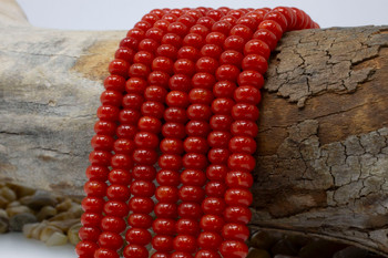 Jade Polished 5x8mm Smooth Rondelle - Dyed Orange