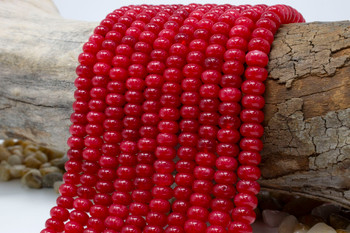 Jade Polished 5x8mm Smooth Rondelle - Dyed Red