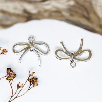 Silver Plated 14x9mm Bow Charm