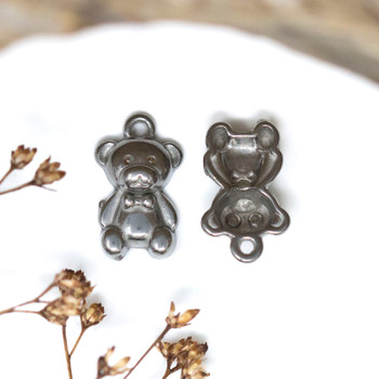 Silver Plated Stainless Steel 15x9mm Teddy Bear Charm