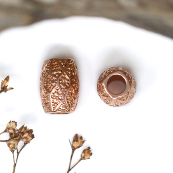 Rose Gold Plated 11.5x8mm Diamond Barrel Bead