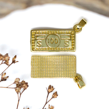 Gold Plated 10x19mm $100 Bill Charm