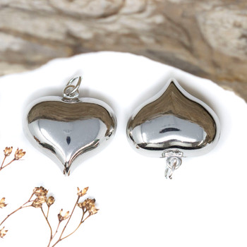 Platinum Plated 25mm Silver Puffy Heart Pendant