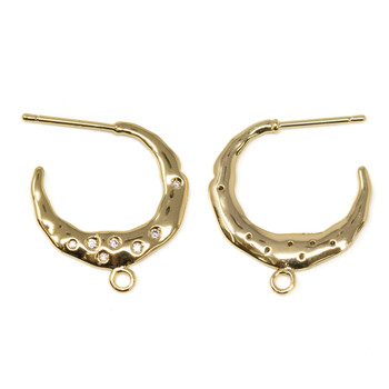 18K Gold Plated Micro Pave Crescent Earrings - 1 Pair