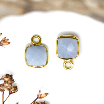 Blue Opal Polished Vermielle 6mm Faceted Square Charm