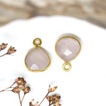 Rose Quartz Polished Vermielle 8mm Faceted Briolette Charm