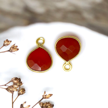 Red Onyx Polished Vermielle 8mm Faceted Briolette Charm