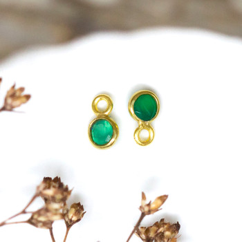 Green Onyx Polished Vermielle 4mm Faceted Coin Charm