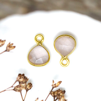 Rose Quartz Polished Vermielle 6mm Faceted Briolette Charm