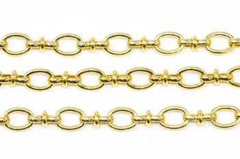 18kt Gold Plated 13x6mm Oval Link with Infinity Connector Chain - Sold By 6 inches