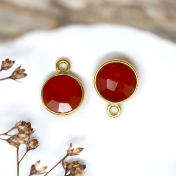 Red Onyx Polished Vermielle 8mm Faceted Coin Charm