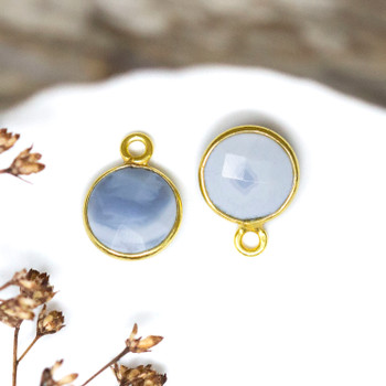 Blue Opal Polished Vermielle 8mm Faceted Coin Charm
