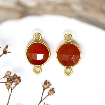 Red Onyx Polished Vermielle 8mm Faceted Coin Connector