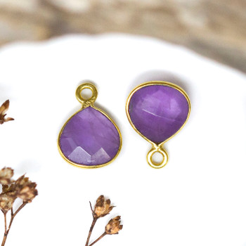 Amethyst Polished Vermielle 8mm Faceted Briolette Charm